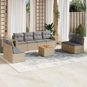 Loungeset 9-delig poly rattan beige