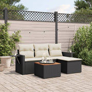 Loungeset 5-delig poly rattan zwart