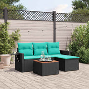 Tuinset 5-delig polyrotan zwart acaciahout