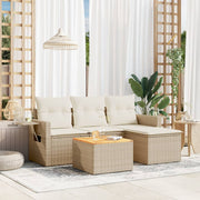Loungeset 5-delig poly rattan beige
