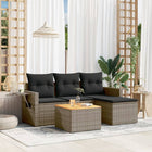 5-piece Lounge Set with cushions poly rattan grey