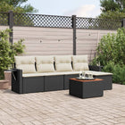 6-piece Lounge Set with cushions poly rattan black