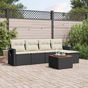 Loungeset 6-delig poly rattan zwart