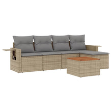 6-Delige Loungeset Met Kussens Poly Rattan Beige
