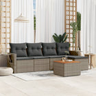 6-piece Lounge Set with Cushions Poly Rattan Grey