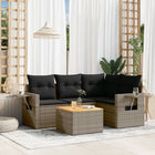 5-piece Lounge Set with cushions poly rattan grey