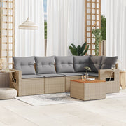 Loungeset 6-delig poly rattan beige