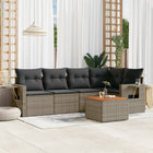 6-piece Lounge Set with Cushions Poly Rattan Grey