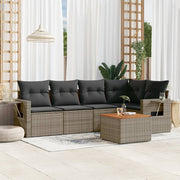 Loungeset 6-delig poly rattan grijs