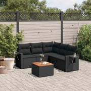 Loungeset 6-delig poly rattan zwart