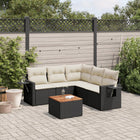 6-piece Lounge Set with Cushions Poly Rattan Black