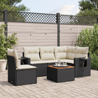 Loungeset 6-delig poly rattan zwart