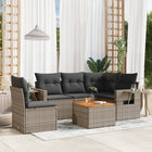 6-piece Lounge Set with Cushions Poly Rattan Grey