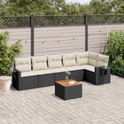 7-piece lounge set with cushions poly rattan black