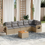 Loungeset 7-delig poly rattan beige