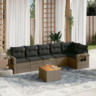 7-piece Lounge Set with Cushions poly rattan grey