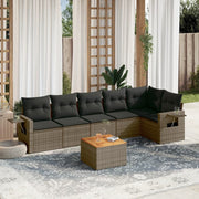 Loungeset 7-delig poly rattan grijs