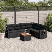 Loungeset 7-delig poly rattan zwart