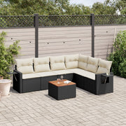 Loungeset 7-delig poly rattan zwart