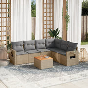 Loungeset 7-delig poly rattan beige