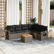 Loungeset 7-delig poly rattan grijs
