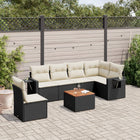 7-piece lounge set with cushions poly rattan black