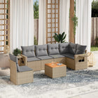 7-piece Lounge Set with Cushions Poly Rattan Beige