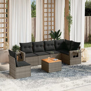 Loungeset 7-delig poly rattan grijs