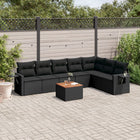 8-piece Lounge Set with Cushions Polyrattan Black