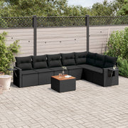 Loungeset 8-delig poly rattan zwart