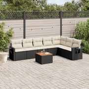 Loungeset 8-delig poly rattan zwart