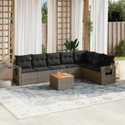 Loungeset 8-delig poly rattan grijs