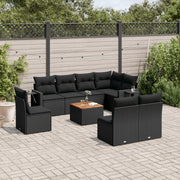 Loungeset 9-delig poly rattan zwart