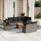 9-piece Loungeset with cushions poly rattan grey