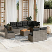 Loungeset 9-delig poly rattan grijs