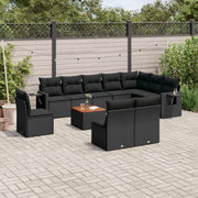 Loungeset 11-delig poly rattan zwart