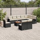 11-piece Lounge Set with Cushions Poly Rattan Black