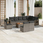 11-piece Lounge Set with cushions poly rattan grey