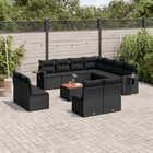 12-piece lounge set with cushions poly rattan black