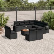 Loungeset poly rattan 12-delig zwart