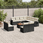 12-piece lounge set with cushions poly rattan black