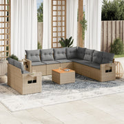 Loungeset 10-delig poly rattan beige