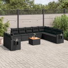 11-piece Lounge Set with Cushions Poly Rattan Black