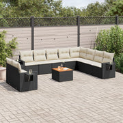Loungeset 11-delig poly rattan zwart