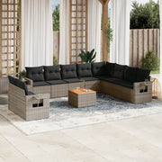 Loungeset 11-delig poly rattan grijs
