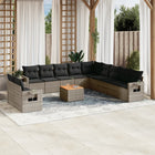 12-piece lounge set with cushions poly rattan grey