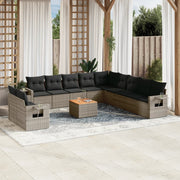 Loungeset 12-delig poly rattan grijs