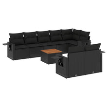 9-Delige Loungeset Met Kussens Poly Rattan Zwart