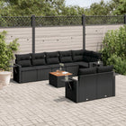 9-piece lounge set with cushions poly rattan black