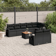 Loungeset 9-delig poly rattan zwart